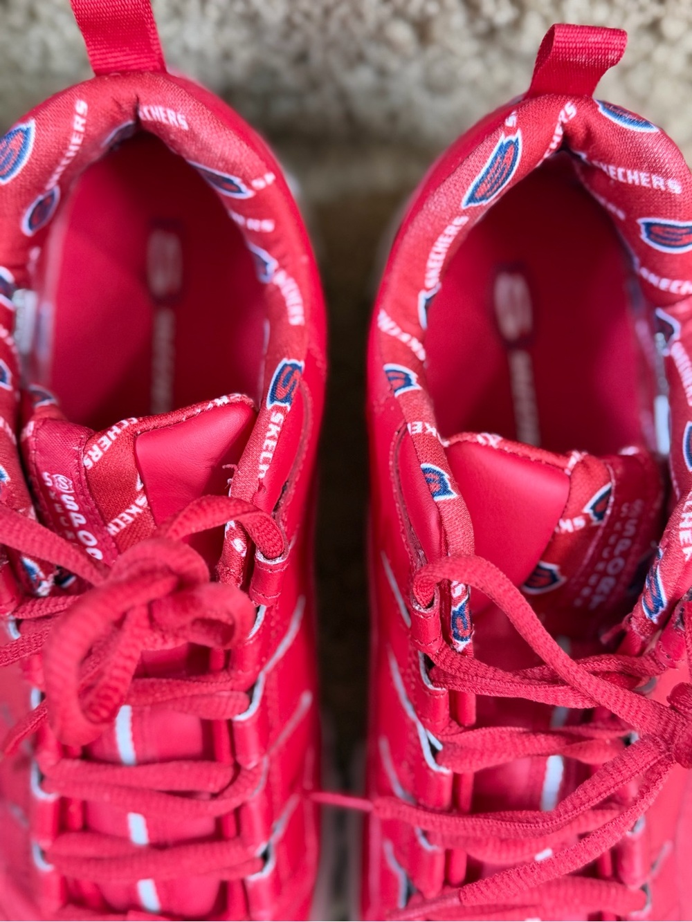 Skechers SKX Red Chunky Platform Athletic Sneakers - Picture 11 of 12